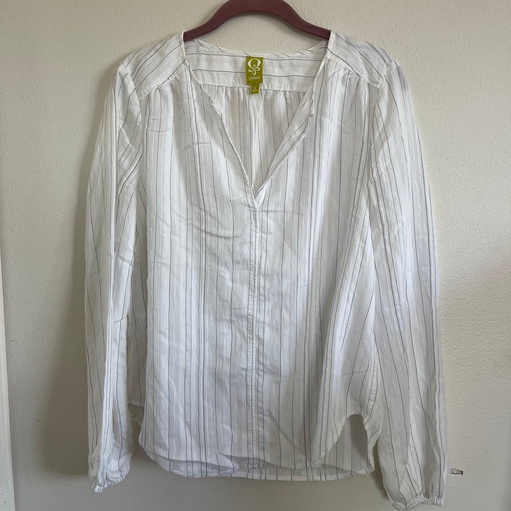 QMACK womens white stripped Blouse size small